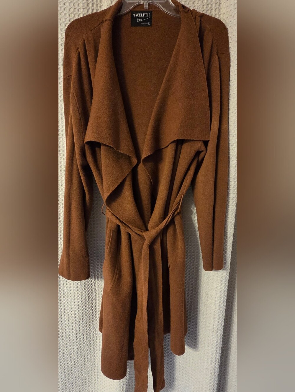 Twelfth Love Long Drape Cardigan – Camel Brown – Size Large